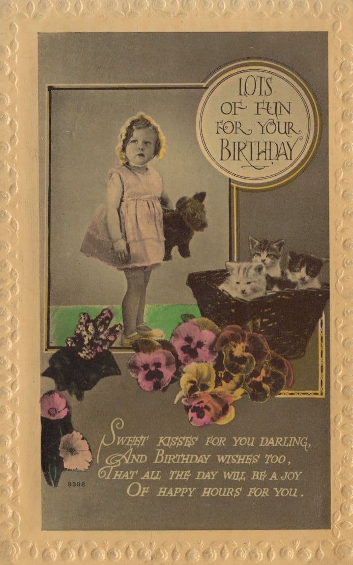 Toy Scotty Scottie Dog Antique Childrens Birthday Postcard