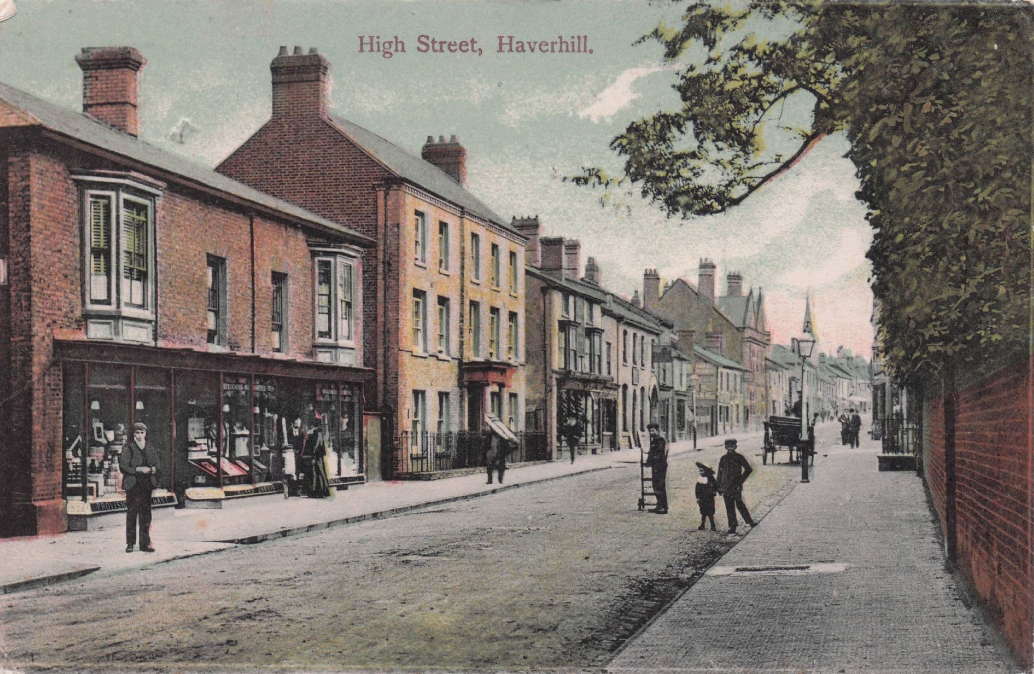 Traders & Peculiar Old People at High Street Haverhill Suffolk Postcard