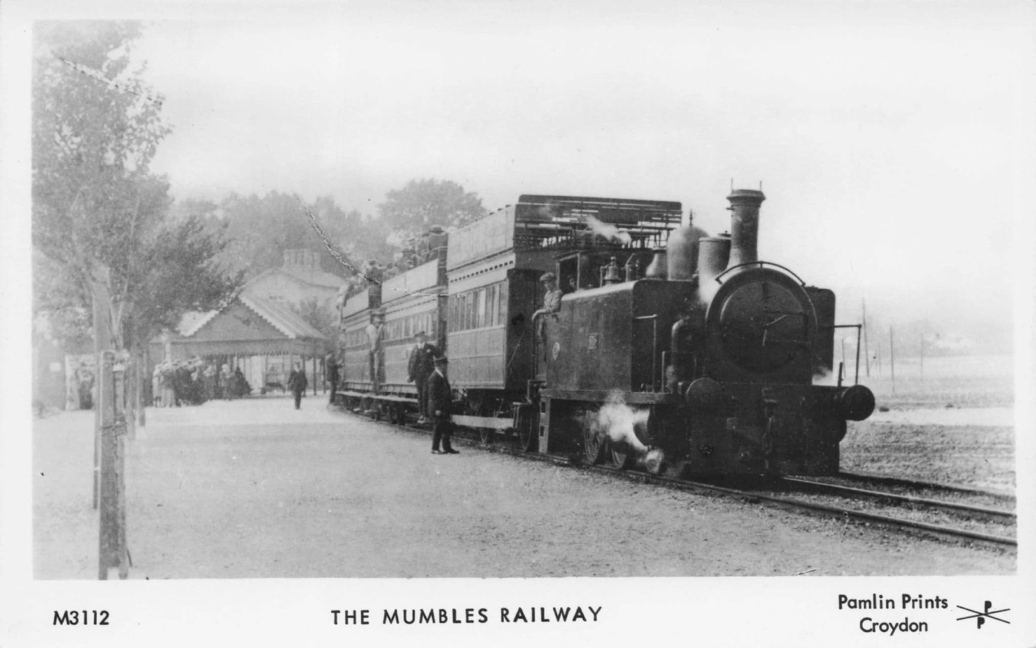 Train Driver Departing at Mumbles Railway Station Pamlin Prints Postcard