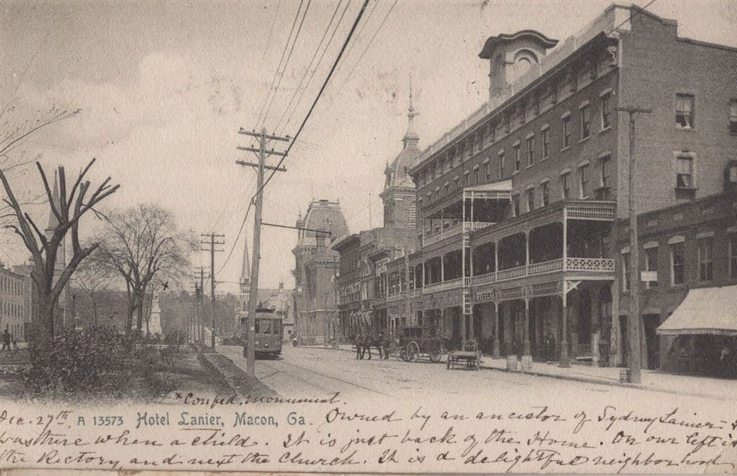 Tram Bus at Hotel Lanier Macon Georgia USA Old B&W Postcard