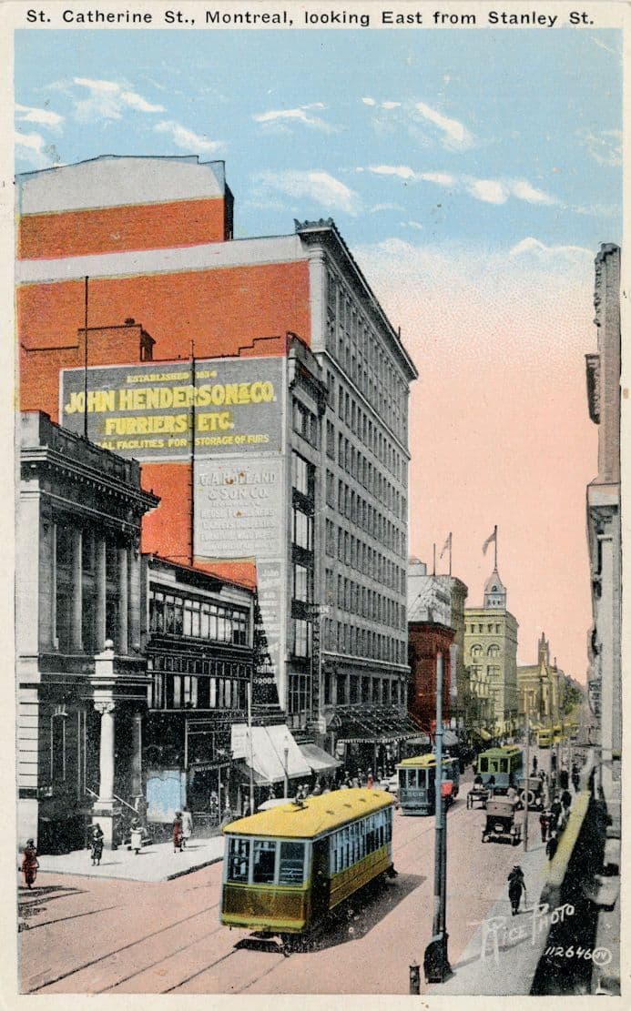 Trams At John Henderson Fur Storage Furriers Montreal Canada Old Postcard