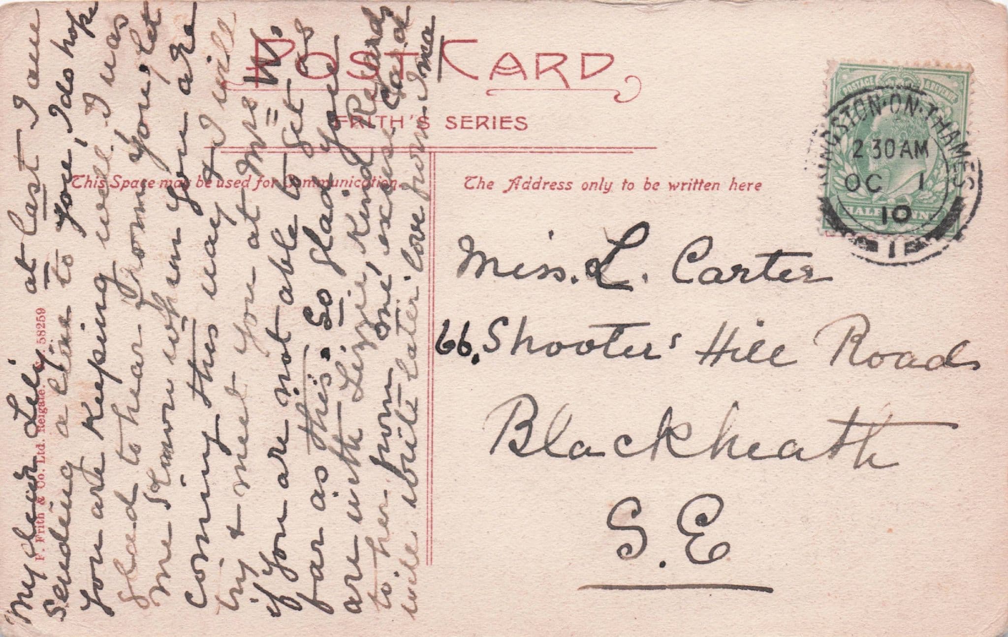 Transport Cart To Luxford At Surbiton Antique Surrey Postcard