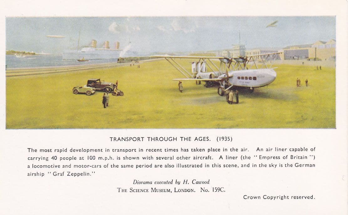 Transport Through The Ages 1935 Graf Zeppelin Postcard