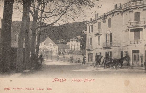 Transportation at Alassio Piazza Airaldi Antique Italian Postcard