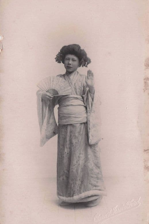 Transvestite In Three Little Maids Mikado Antique LGBT Theatre Postcard