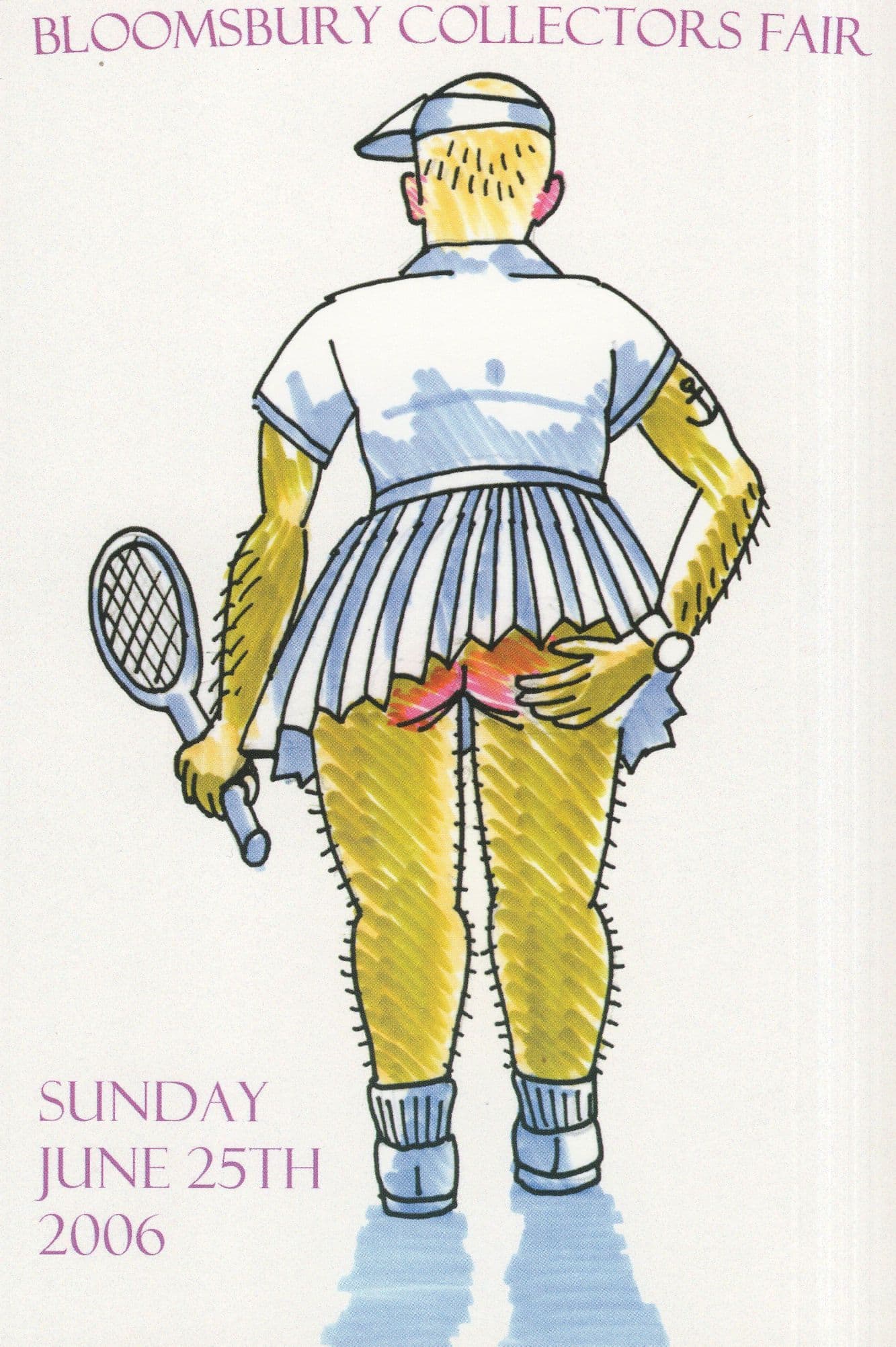 Transvestite Tennis Player LGBT Comic Advertising Postcard