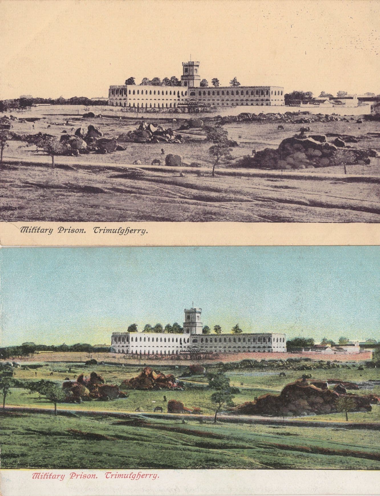 Trimulgherry Military Prison India 2x Antique Postcard s