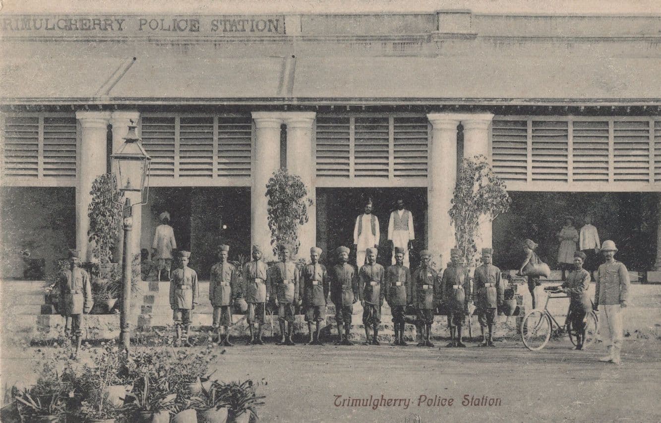 Trimulgherry Police Station India Bicycles Old Postcard