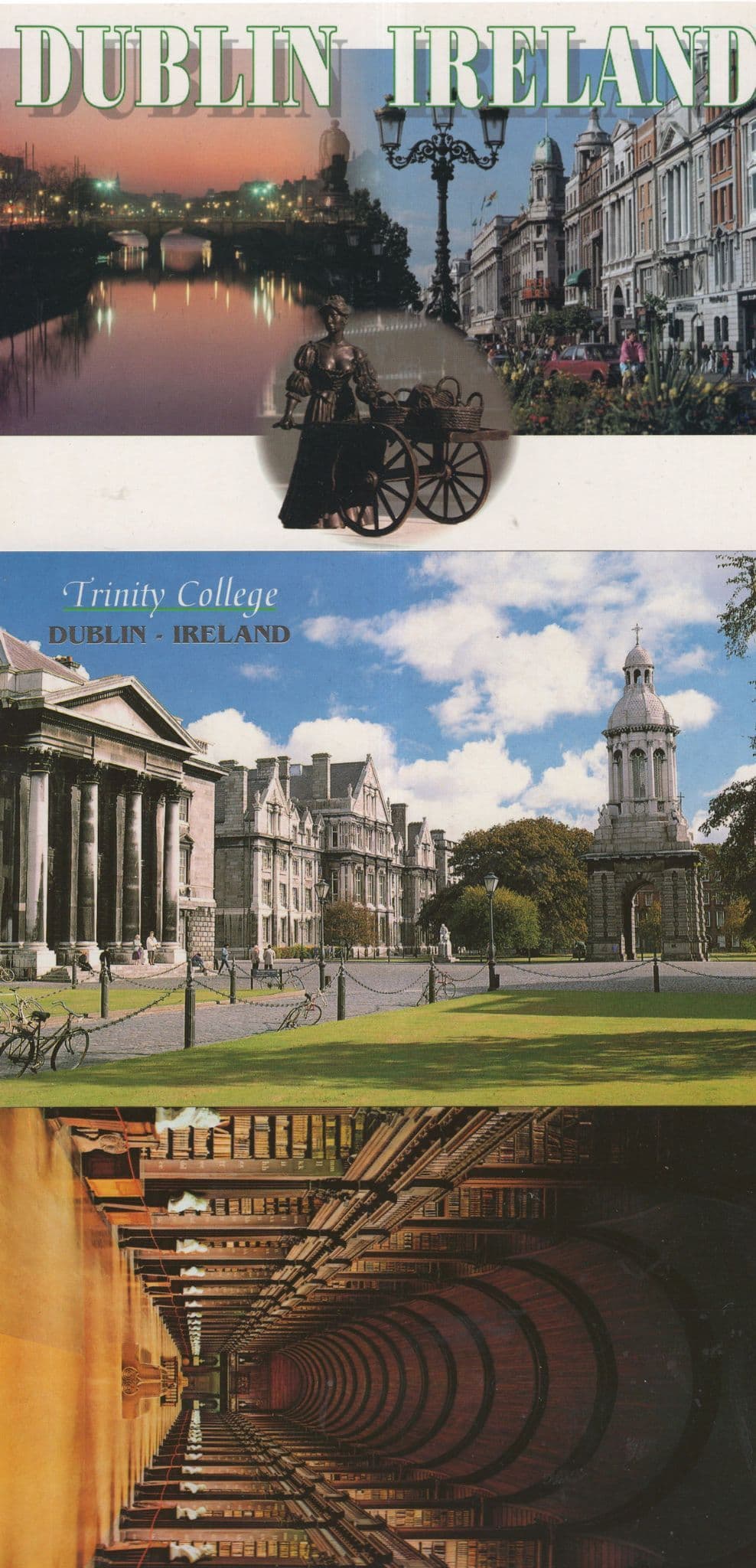 Trinity College Dublin & Bronze Transport Statue 3x Irish Postcard s