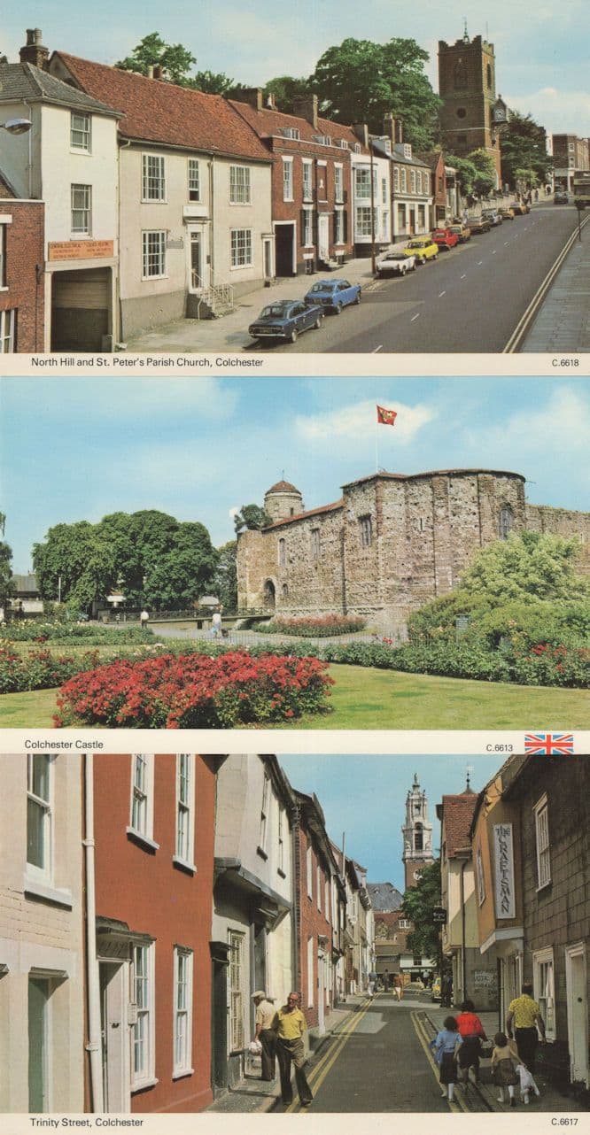 Trinity Street North Hill Castle Colchester 3x 1970s Postcard s