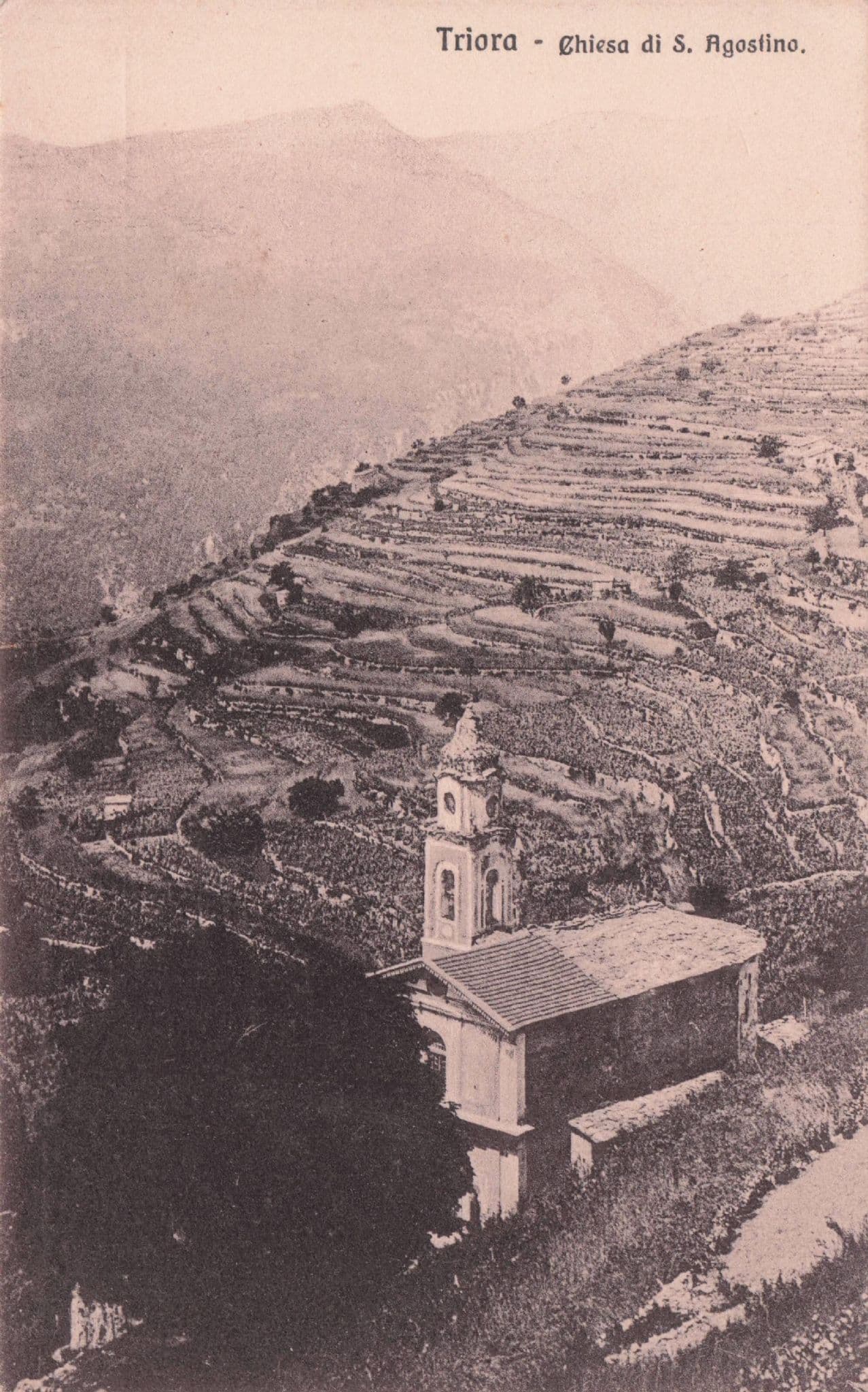 Triora Chiesa Stunning Rare Italian Old Aerial Postcard