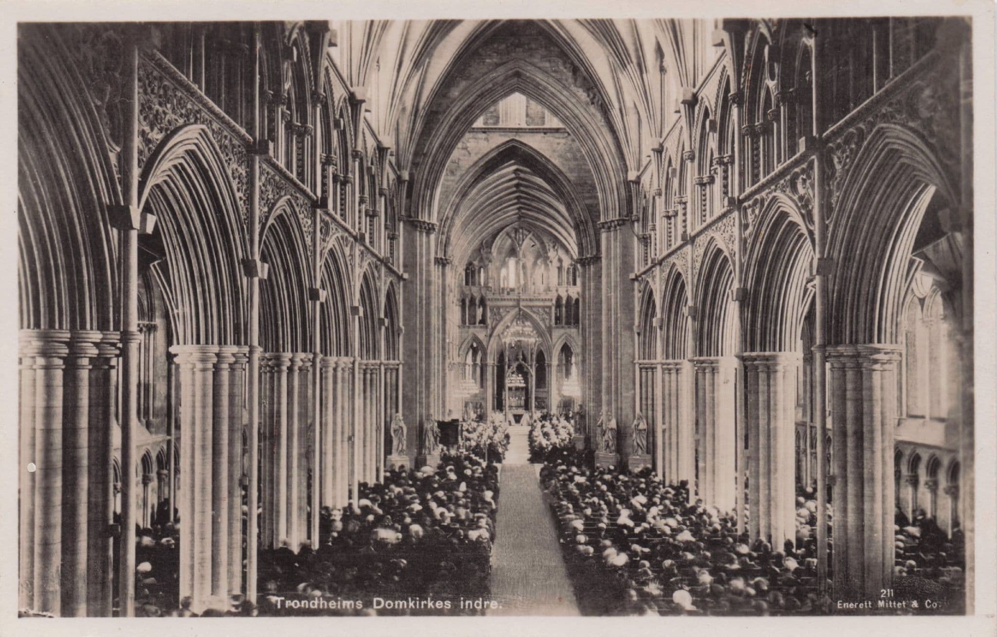 Trondheims Donkirkes Indre Norway Church Interior Old RPC Postcard