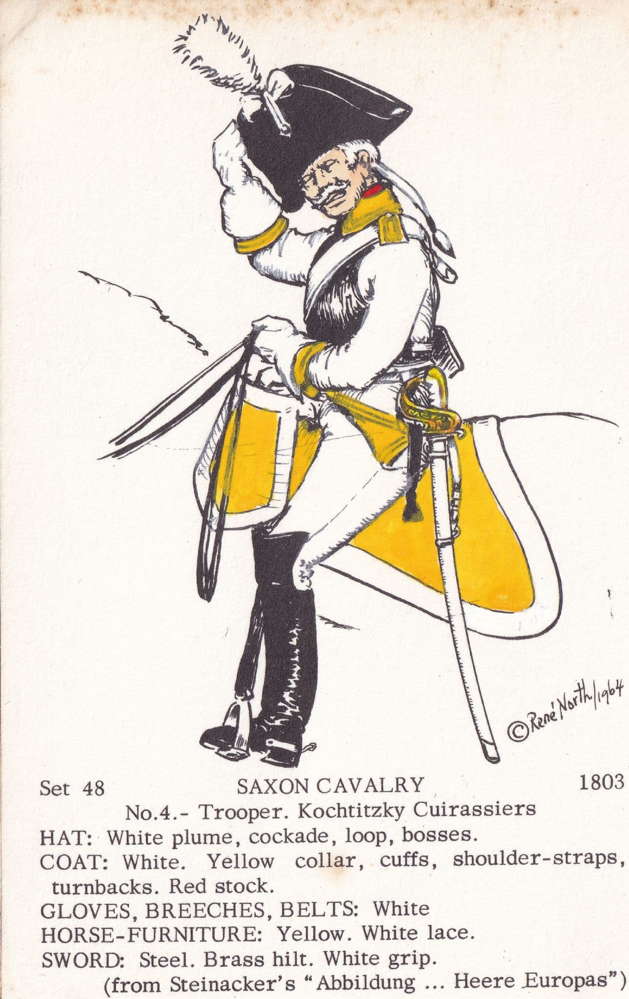 Trooper Saxon Cavalry Kochritzky Cuirassiers Napoleonic War PB Postcard