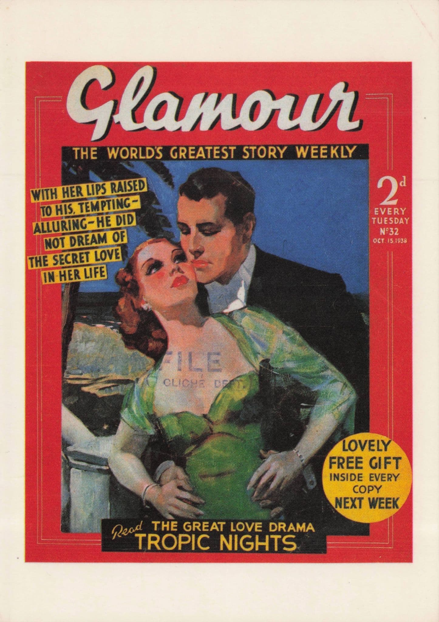 Tropical Nights Secret Love Drama Seduction 1940s Magazine Postcard