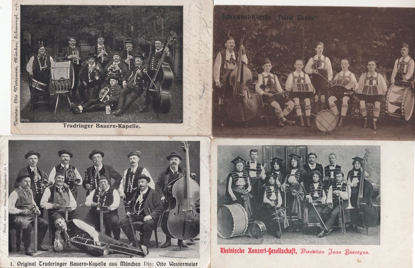 Truderinger 2x Bauern Farmers German Band 4x Postcard s