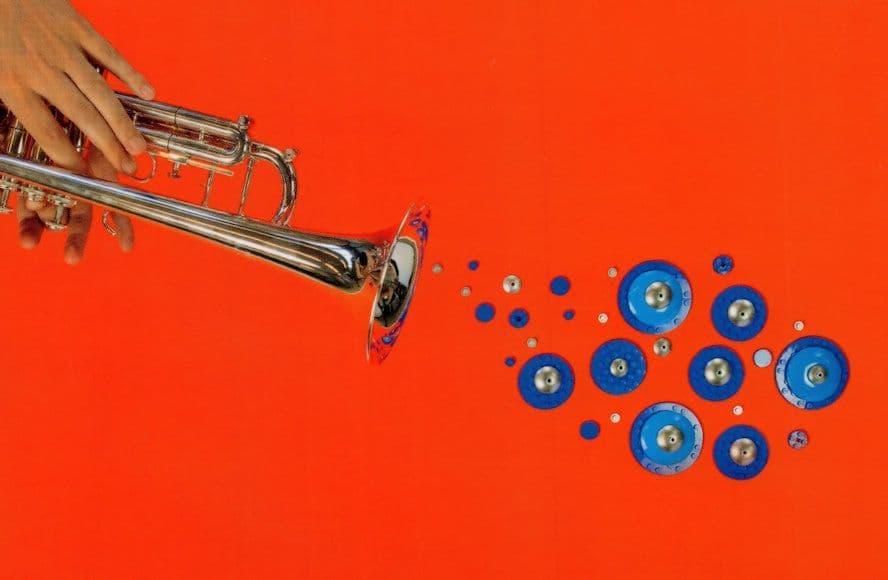 Trumpet Orchestra Wind Musical Instrument Childrens Lego Postcard