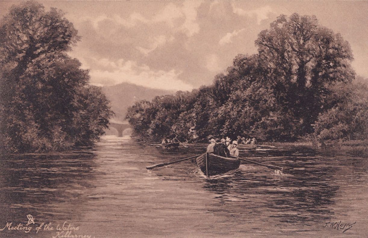 Tucks Meeting Of The Waters Rowing Boat Antique Postcard
