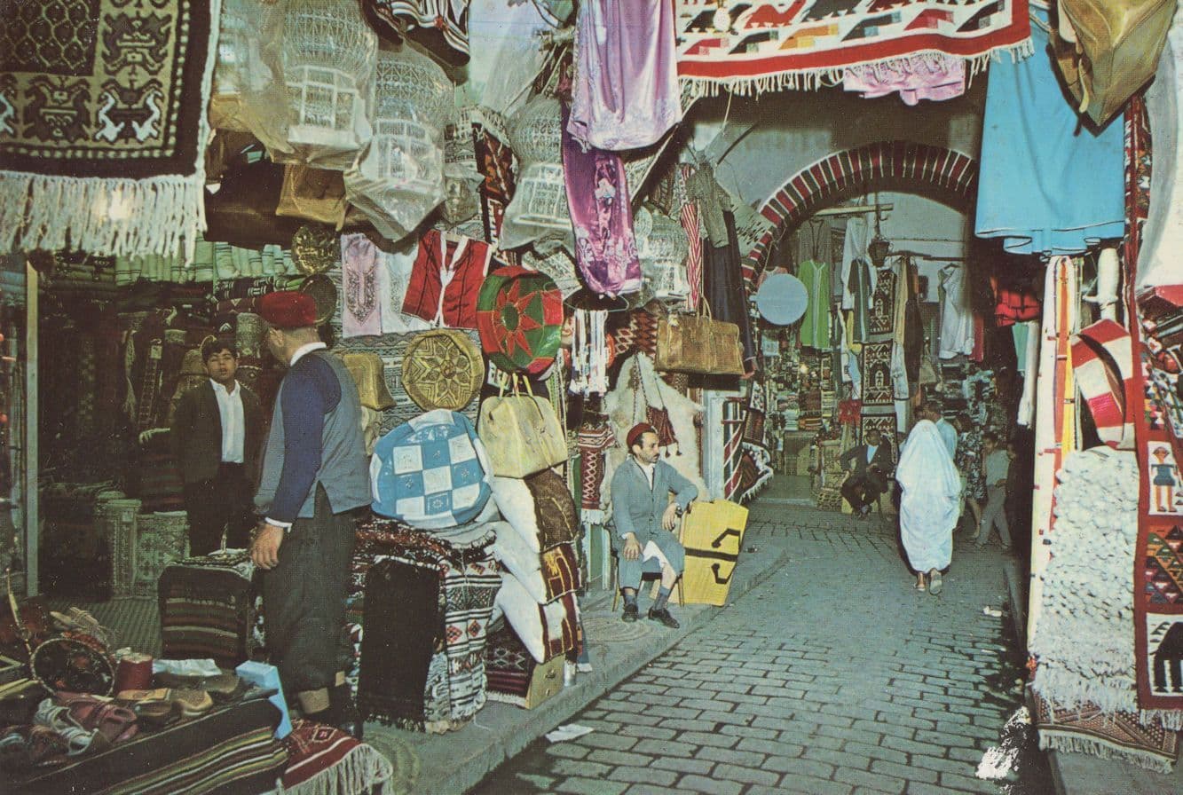 Tunis Cloth Souk Indoor Market African Traders Postcard