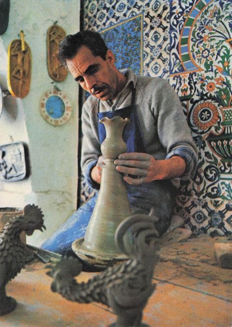 Tunisia Potter At Work Tunisian Pottery Crafts Model Hen Postcard