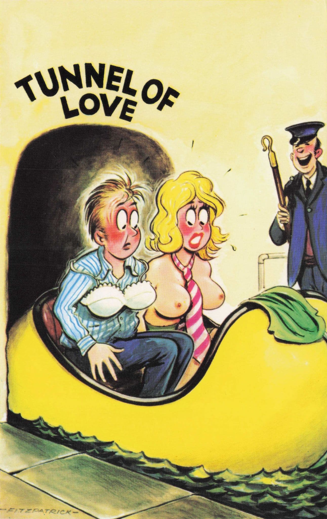 Tunnel Of Love Mint Bamforth Theme Park Ride Comic Postcard