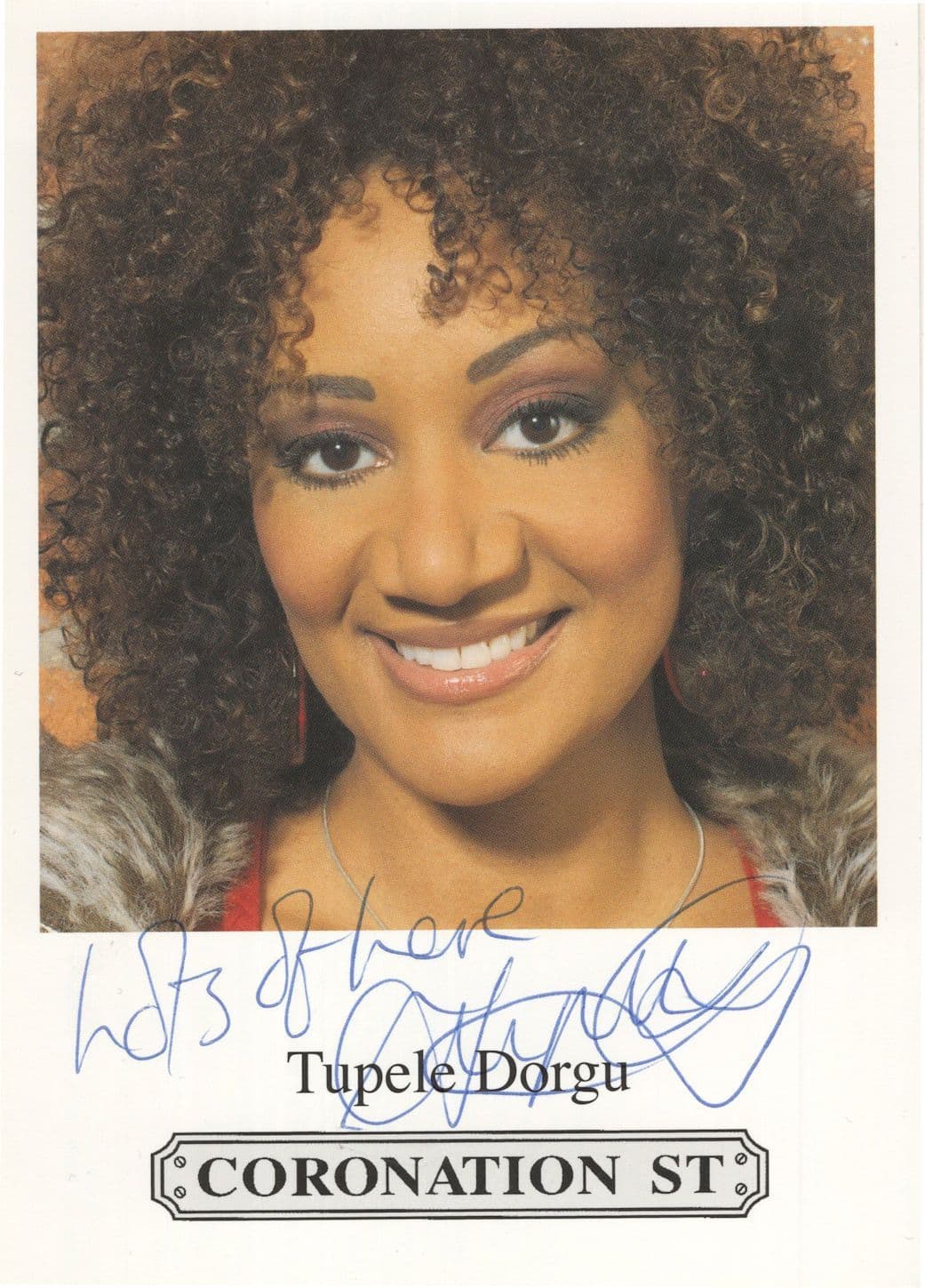 Tupele Dorgu Coronation Street Undedicated Hand Signed Cast Card Photo