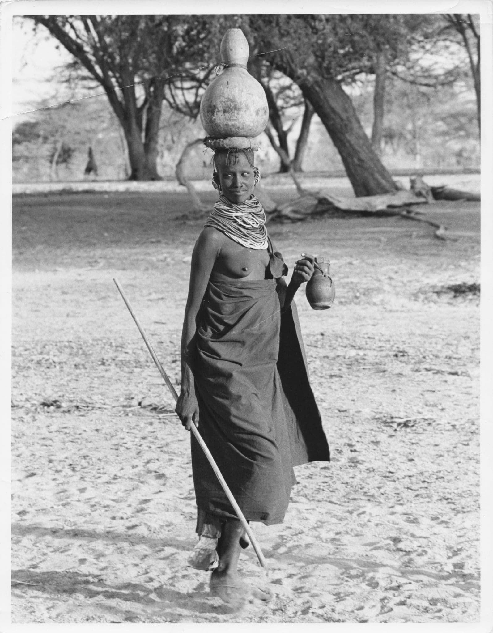 Turkana Woman Water Carrier Milk Container Kenya Press Photo Please Read