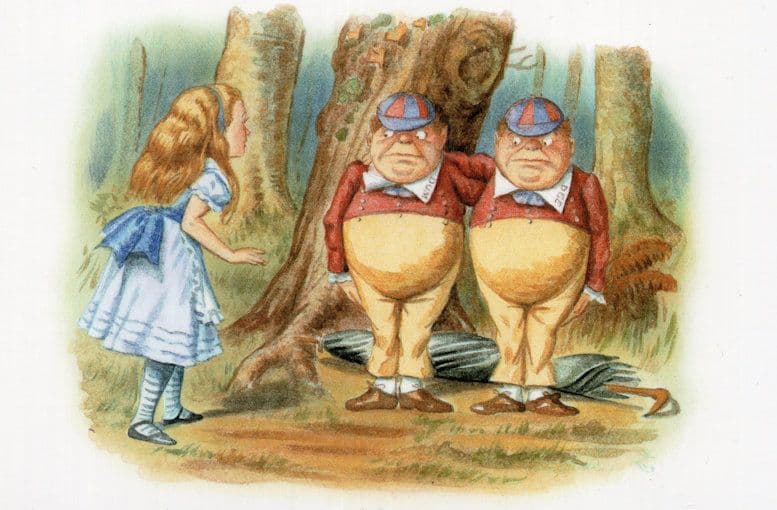 Tweedledee & Tweedledum Alice Through The Looking Glass Postcard