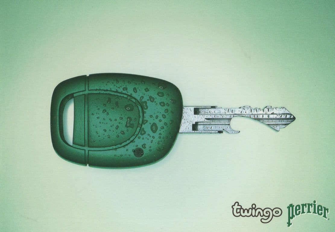 Twingo Perrier Old Renault Car Key Advertising Postcard