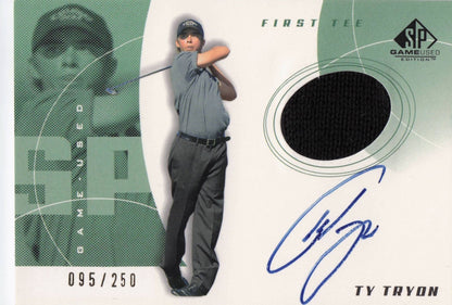 Ty Tryon First Tee 2002 Golf Upper Deck Hand Signed Worn Shirt Card