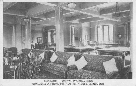 Tyn-Y-Coed Billard Room Birmingham Hospital Saturday Fund Llandudno Postcard