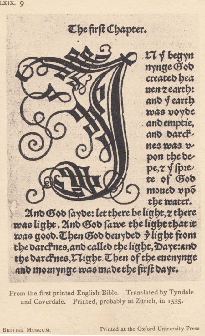 Tynedale & Coverdale 1535 Zurich First Ever Bible Page Antique Old Postcard