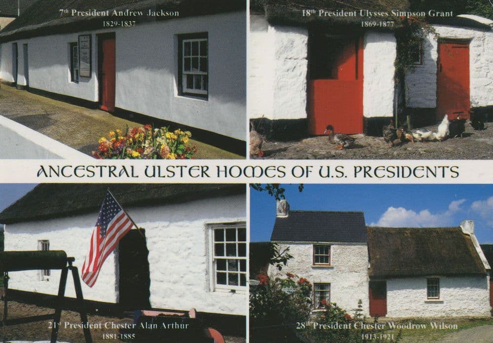 Ulster Irish Homes Of USA American Presidents Postcard