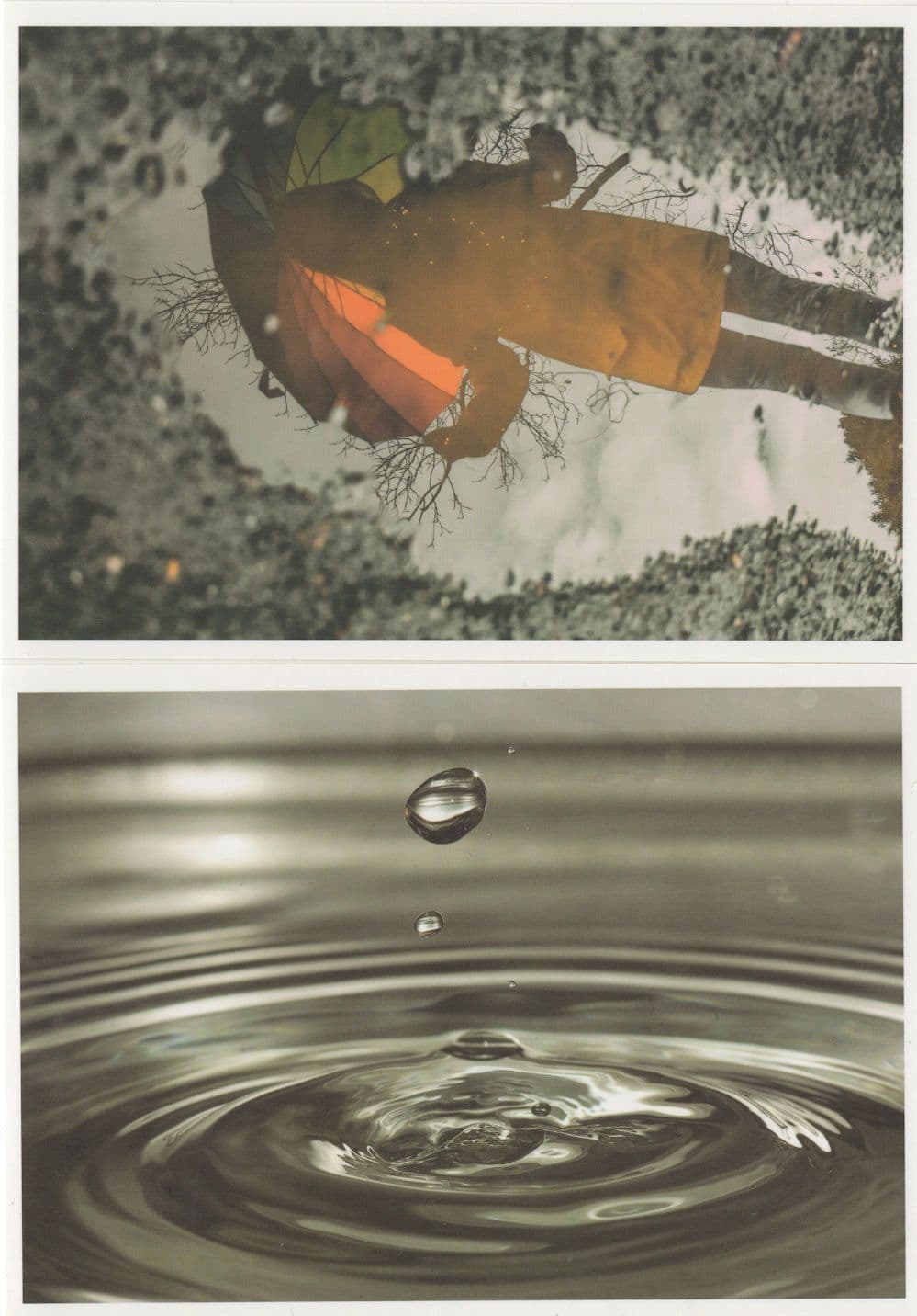 Umbrella & Water Droplet Explosion 2x German Optical Illusion Postcard s