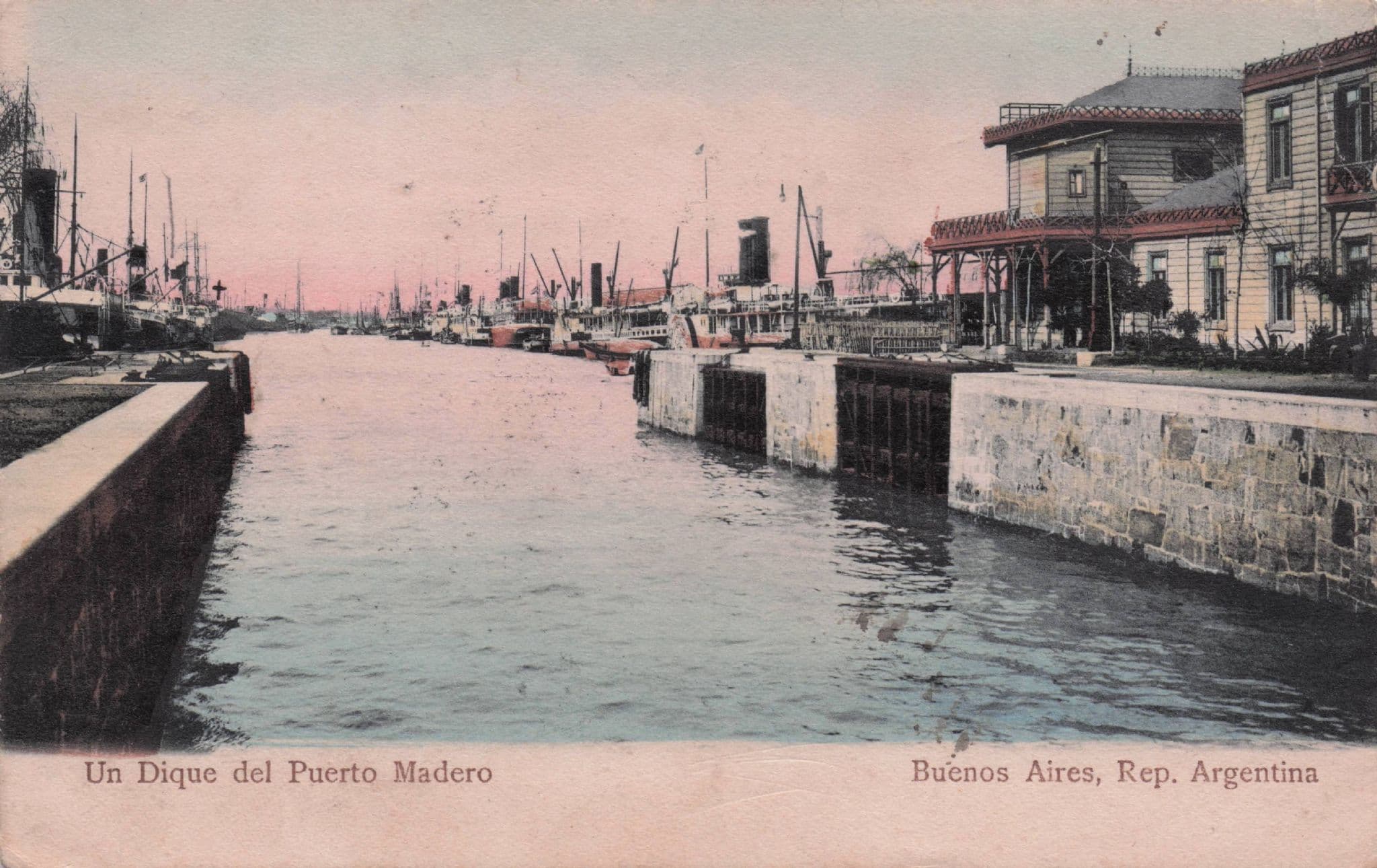 Un Dique Del Puerto Madero Argentina Ship Docks Old Postcard