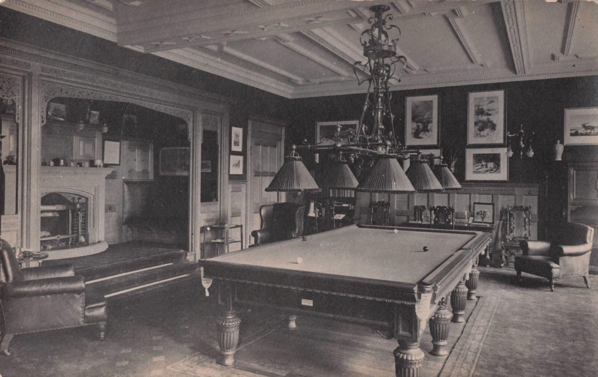 Unident Snooker Billiards Pool Table Antique Postcard