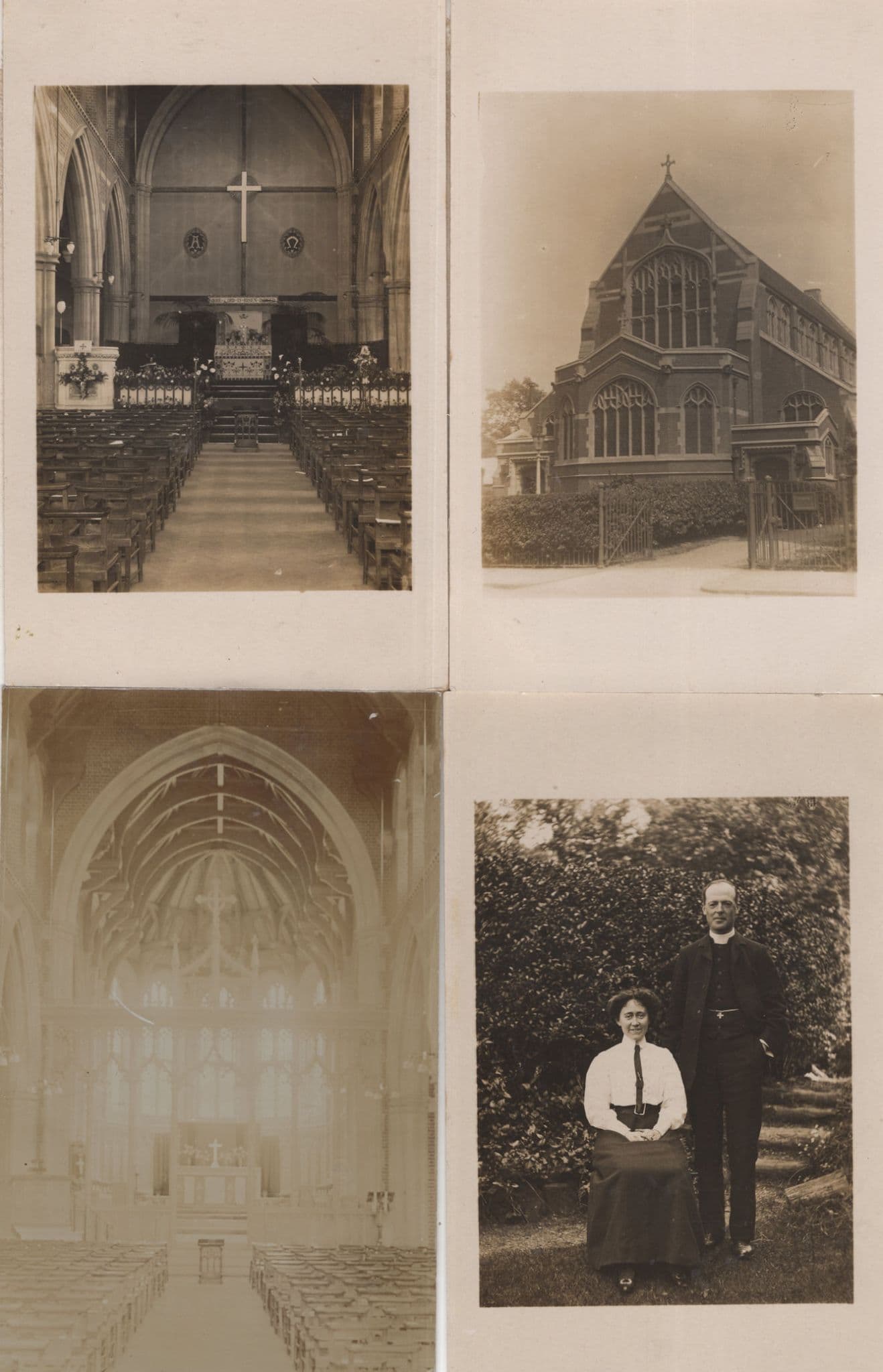 Unidentified Church & Priest 4x London Old Real Photo Postcard s