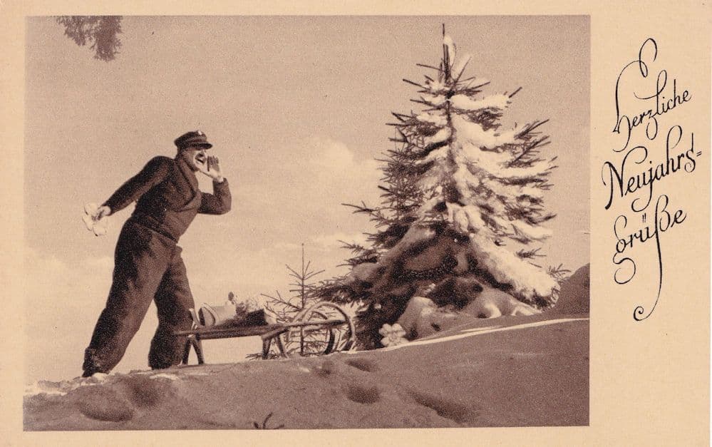 Uniform Man Postman New Years Day German Old Postcard