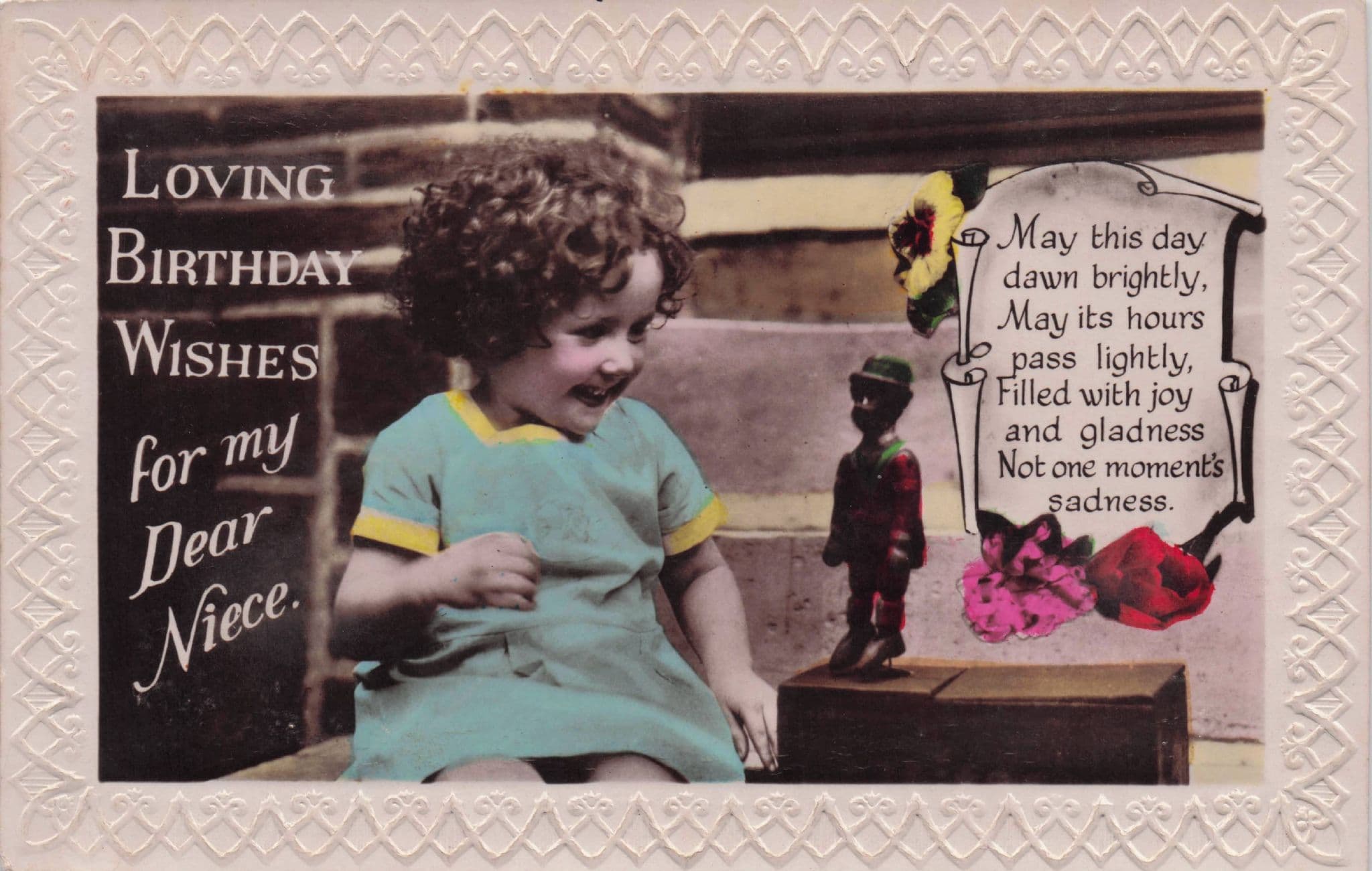Uniform Man Toy Doll Niece Birthday Present Antique RPC Postcard