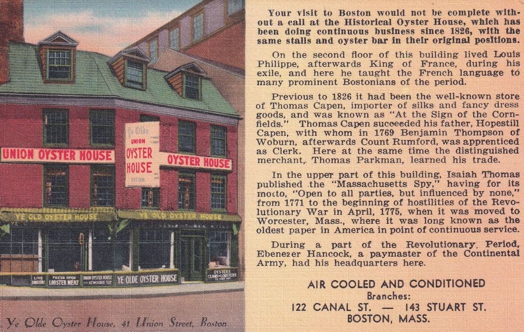 Union Oyster House Boston MA Old Seafood Restaurant Postcard