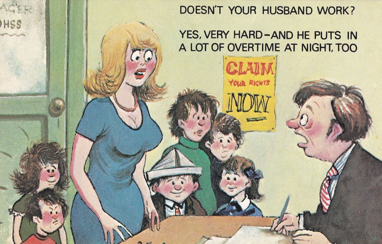 Union Workers Rights 1970s Comic Humour Postcard
