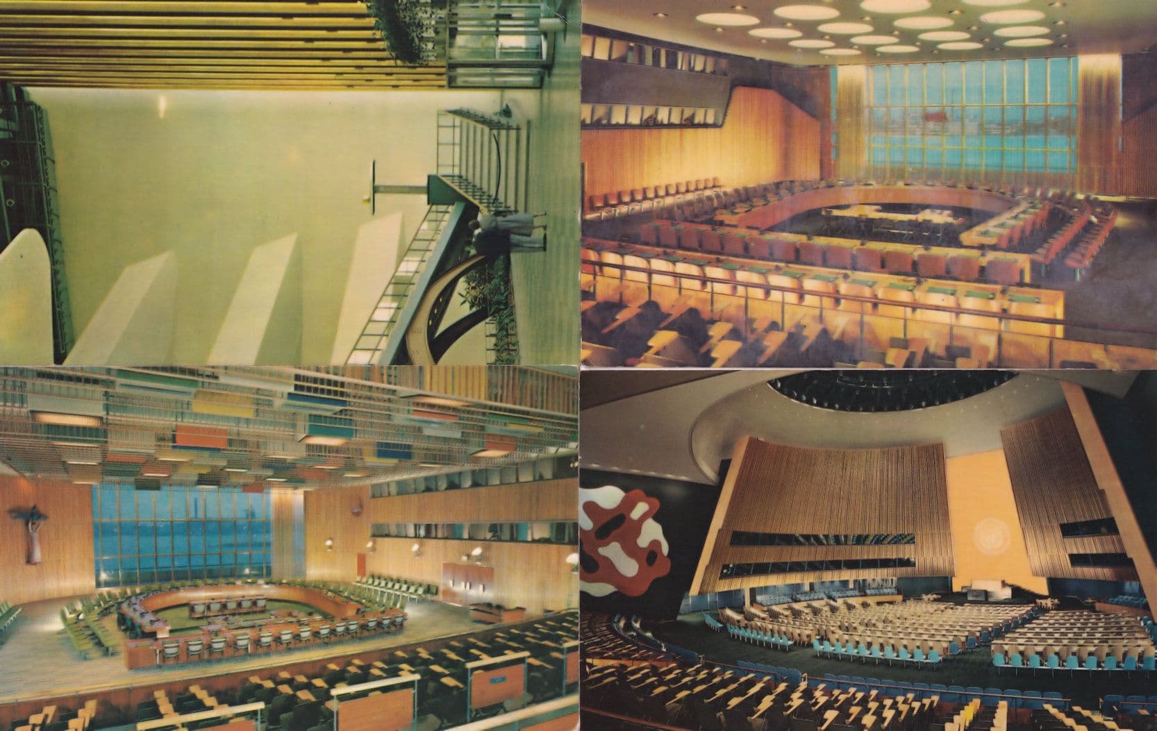 United Nations Social Council Chamber Foucoult Pendulum 4x Postcard s
