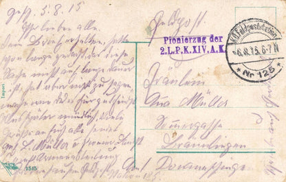 Unsere Pionere German War Bombing Raids WW1 Sent By Soldier Postcard