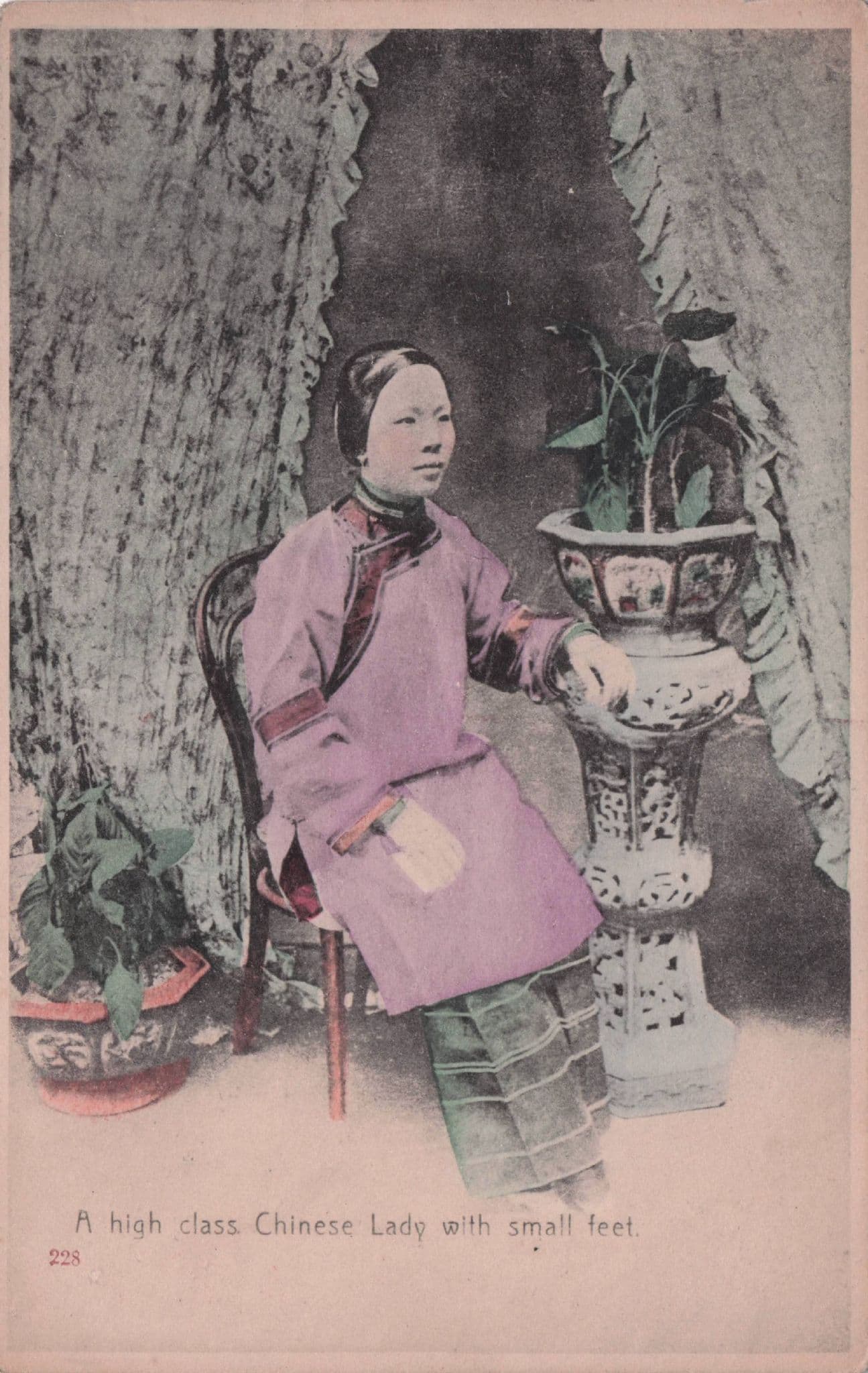 Upper Class Chinese Lady With Small Shoes Foot Binding Old Postcard