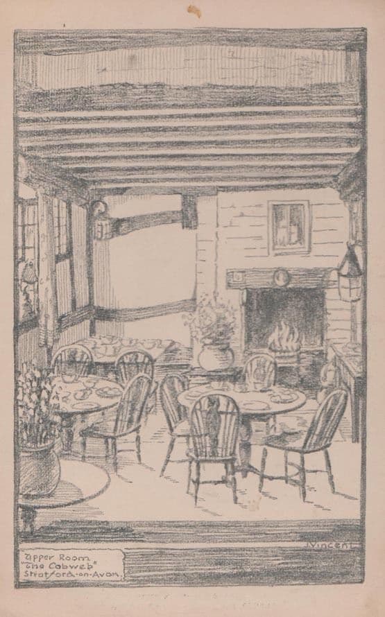 Upper Room The Cobweb Stratford Upon Avon Antique Postcard