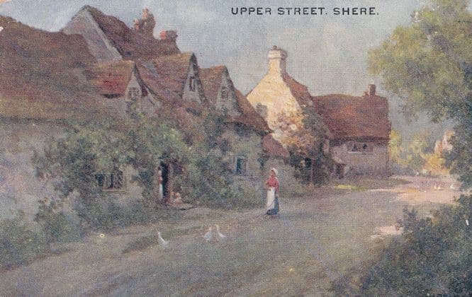 Upper Street Shere Surrey Antique Painting Postcard