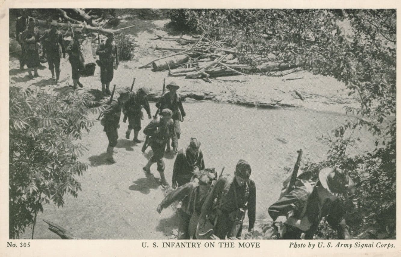US Infantry On The Move American Signal Corps Army WW2 Postcard
