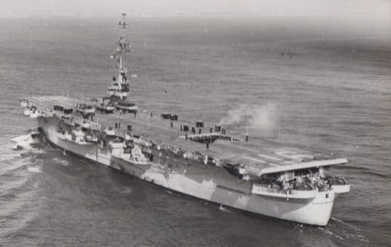 USS Badoeng Strait Military Air Carrier Ship Vintage Plain Back Postcard Photo