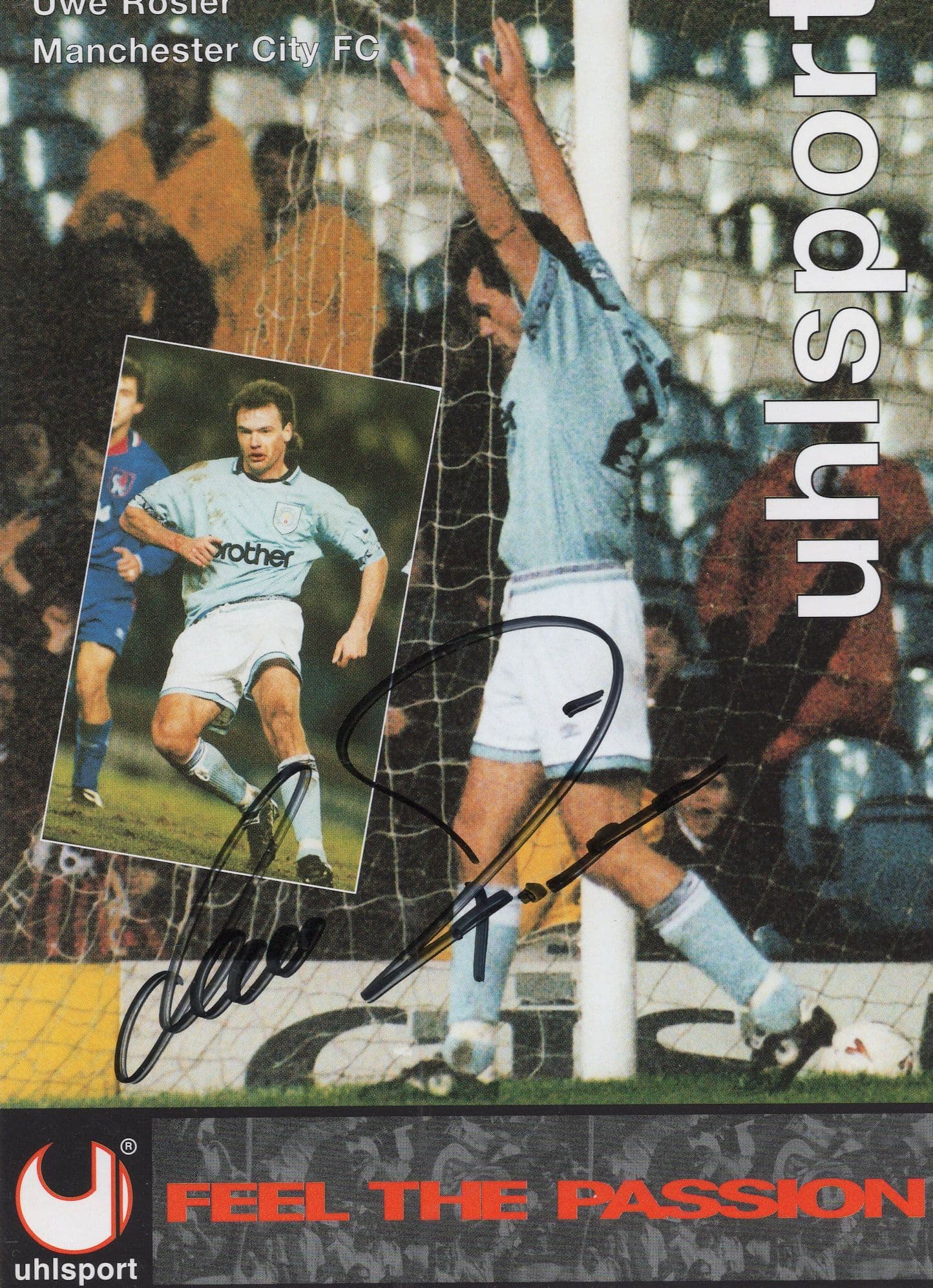Uwe Rosler Manchester City Football Club 1994 Hand Signed Photo