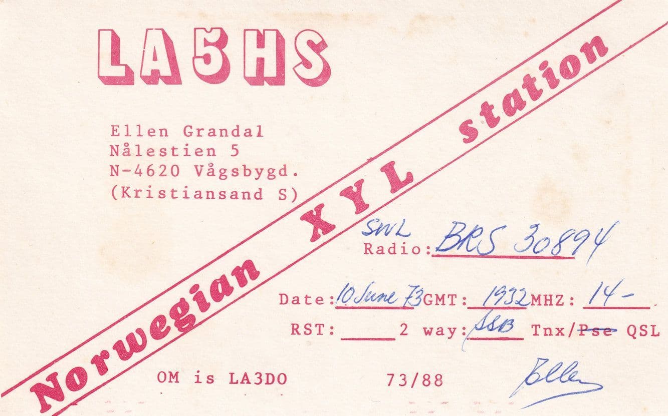 Vagsbyd Norway XYL Vintage Station 1970s QSL Radio Card