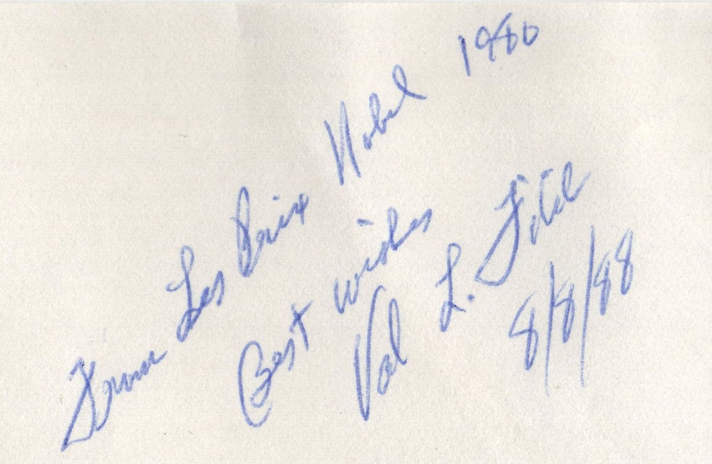 Val Logsdon Fitch American Nuclear Physicist Hand Signed Photo & MORE